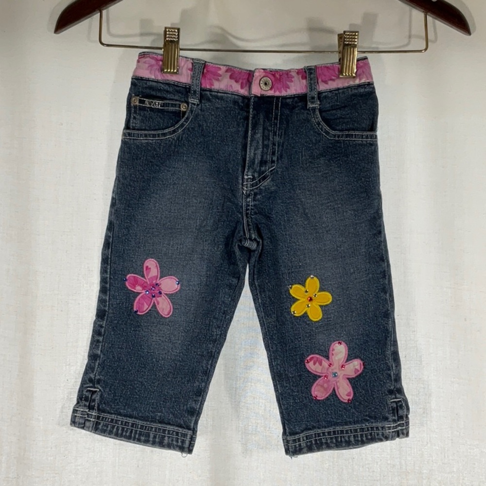 Revolt Floral Embroidered Blue Jean Shorts-Size 5